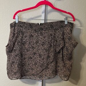 Athe Silk Overlay‎ Skirt Black Tan Print Zipper Front Size 44